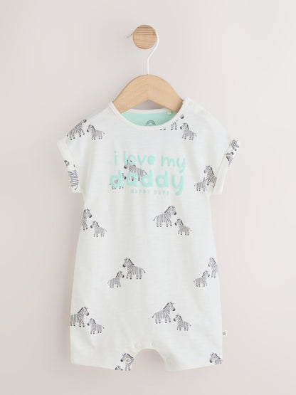 White All Over Printed I Love My Daddy Baby Jersey Romper - White All Over Printed I Love My Daddy / 12-18 Months (80-86cm)