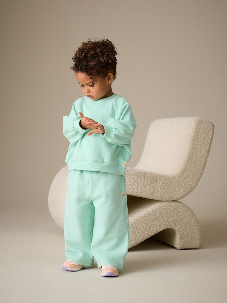 Mint Green Wide Leg Sweat Joggers (3mths-7yrs) - Size 3-6 Months (62-68cm)