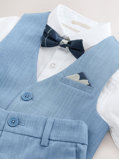 Baker by Ted Baker Blue Waistcoat Shirt And Trousers Set