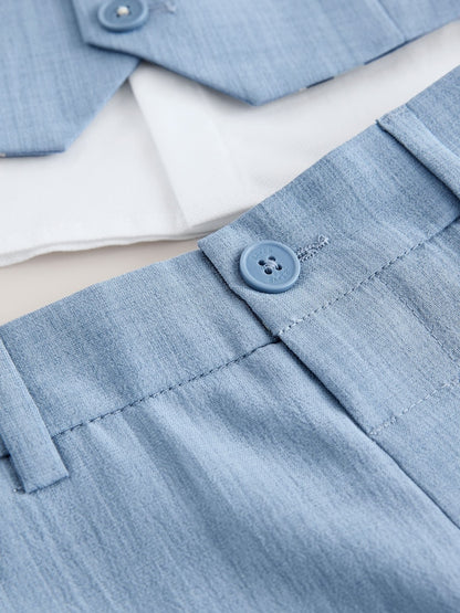 Baker by Ted Baker Blue Waistcoat Shirt And Trousers Set