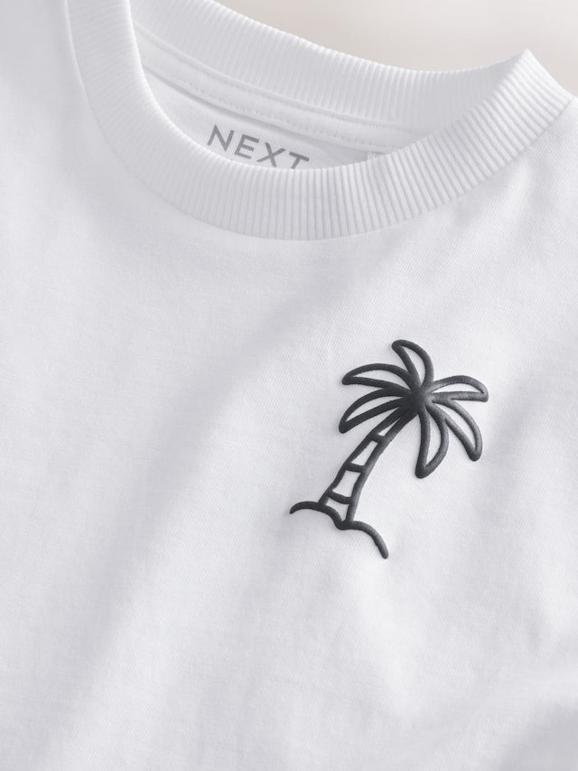 White Palm Tree Short Sleeve Small Graphic T-Shirt (3mths-8yrs) - Size 3-6 Months (62-68cm)