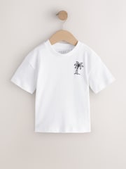 White Palm Tree Short Sleeve Small Graphic T-Shirt (3mths-8yrs) - Size 3-6 Months (62-68cm)