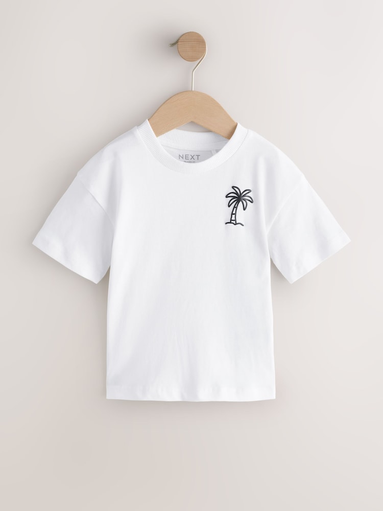 White Palm Tree Short Sleeve Small Graphic T-Shirt (3mths-7yrs) - White Palm Tree / 12-18 Months (80-86cm)