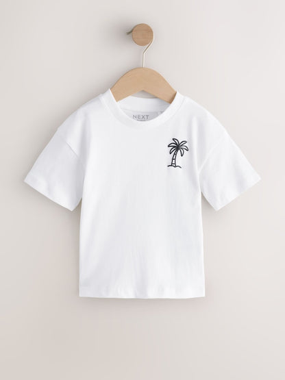 White Palm Tree Short Sleeve Small Graphic T-Shirt (3mths-7yrs) - White Palm Tree / 12-18 Months (80-86cm)