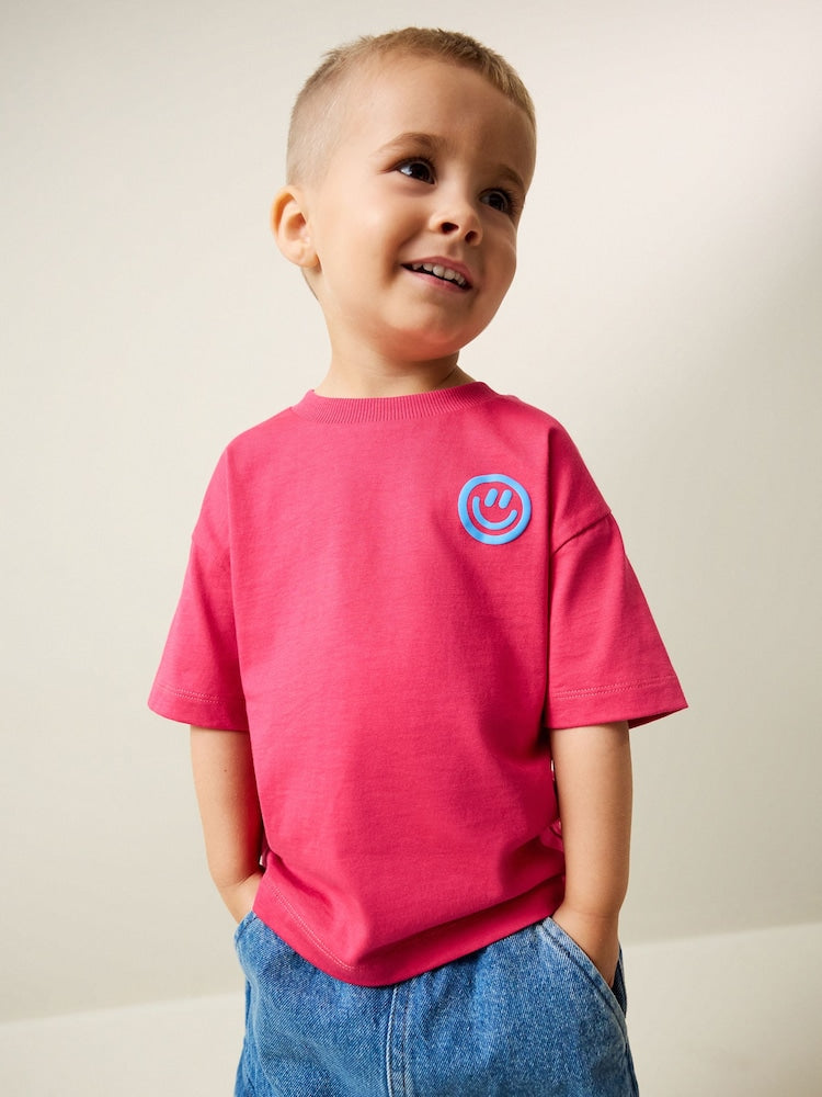 Pink Smile Short Sleeve Small Graphic T-Shirt (3mths-7yrs) - Pink Smile / 12-18 Months (80-86cm)