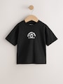 Black Smile Short Sleeve Small Graphic T-Shirt (3mths-8yrs) - Size 3-6 Months (62-68cm)
