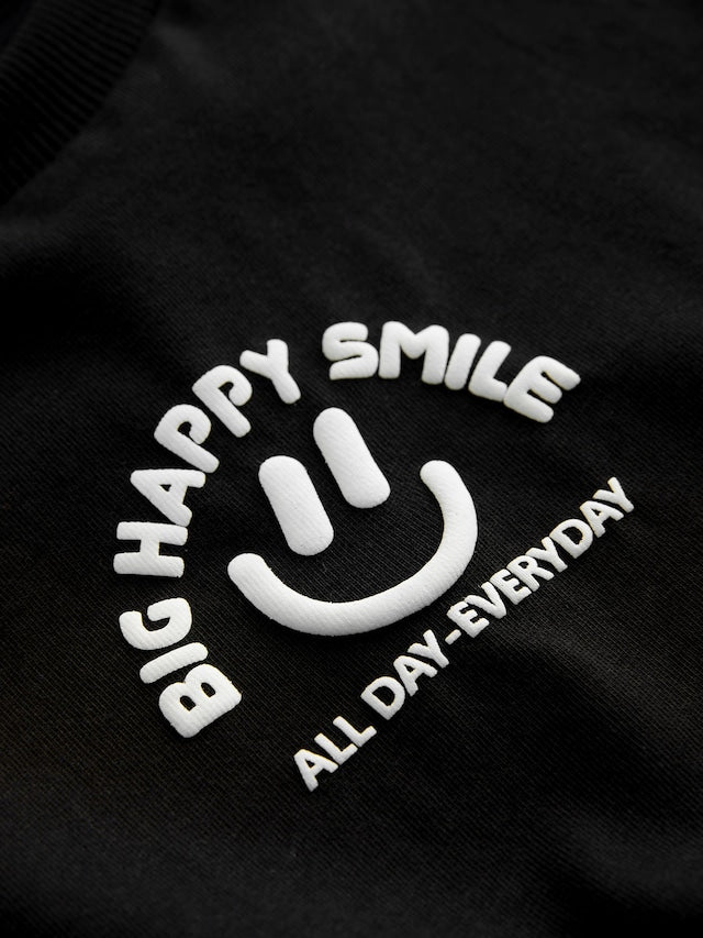 Black Smile Short Sleeve Small Graphic T-Shirt (3mths-8yrs) - Size 3-6 Months (62-68cm)