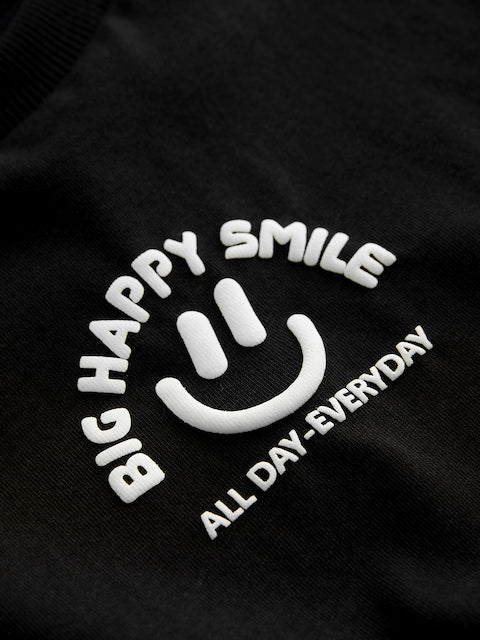 Black Smile Short Sleeve Small Graphic T-Shirt (3mths-8yrs) - Size 3-6 Months (62-68cm)