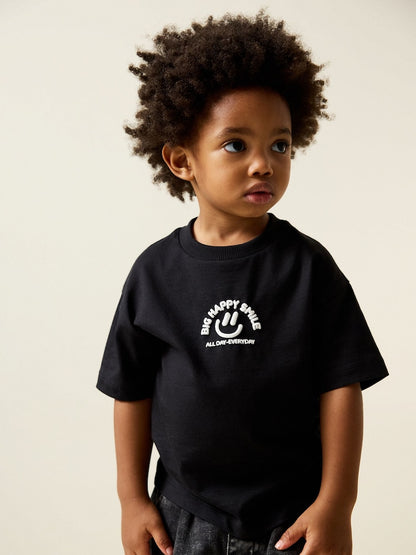 Black Smile Short Sleeve Small Graphic T-Shirt (3mths-7yrs) - Black Smile / 12-18 Months (80-86cm)