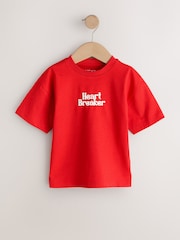 Red Heart Breaker Short Sleeve Small Graphic T-Shirt (3mths-8yrs) - Size 3-6 Months (62-68cm)