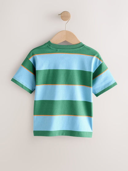 Blue/Green/Orange Short Sleeve Stripe T-Shirt (3mths-7yrs) (3mths-7yrs)