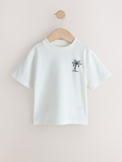 White/Blue/Green/Black/Purple Small Short Sleeve Graphic T-Shirts 5 Pack (3mths-7yrs)
