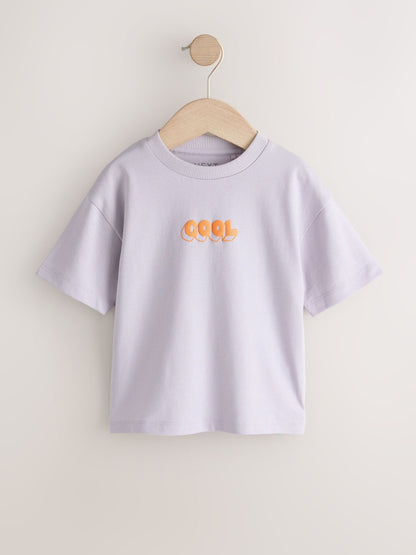 White/Blue/Green/Black/Purple Small Short Sleeve Graphic T-Shirts 5 Pack (3mths-7yrs)