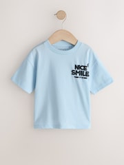 White/Blue/Green/Black/Purple Small Short Sleeve Graphic T-Shirts 5 Pack (3mths-7yrs) - Size 3-6 Months (62-68cm)