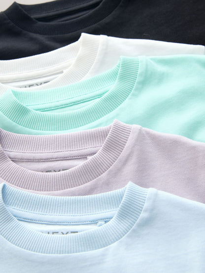 White/Blue/Green/Black/Purple Small Short Sleeve Graphic T-Shirts 5 Pack (3mths-7yrs) - Size 3-6 Months (62-68cm)