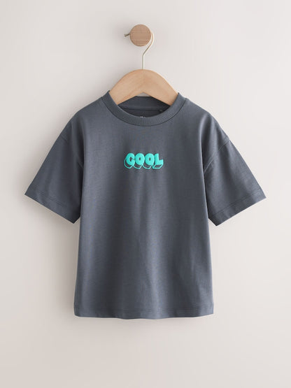 Green/Charcoal/Stone/Pink/Brown Small Short Sleeve Graphic T-Shirts 5 Pack (3mths-7yrs)