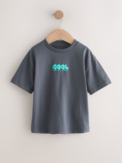 Green/Charcoal/Stone/Pink/Brown Small Short Sleeve Graphic T-Shirts 5 Pack (3mths-7yrs) - Size 3-6 Months (62-68cm)