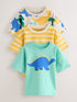 Yellow Dinosaur Short Sleeve Graphic T-Shirts 3 Pack (3mths-7yrs) - Size 3-6 Months (62-68cm) - Yellow Dinosaur