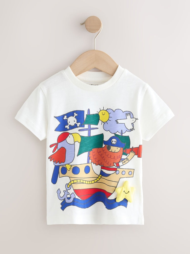 Blue Pirates Short Sleeve Appliqué T-Shirts 3 Pack (3mths-7yrs)