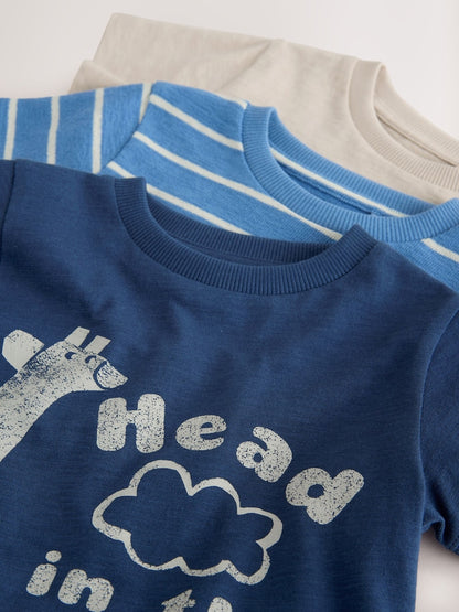 Blue Safari Short Sleeve Graphic T-Shirts 3 Pack (3mths-7yrs)