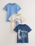 Blue Safari Short Sleeve Graphic T-Shirts 3 Pack (3mths-7yrs) - Size 3-6 Months (62-68cm) - Blue Safari
