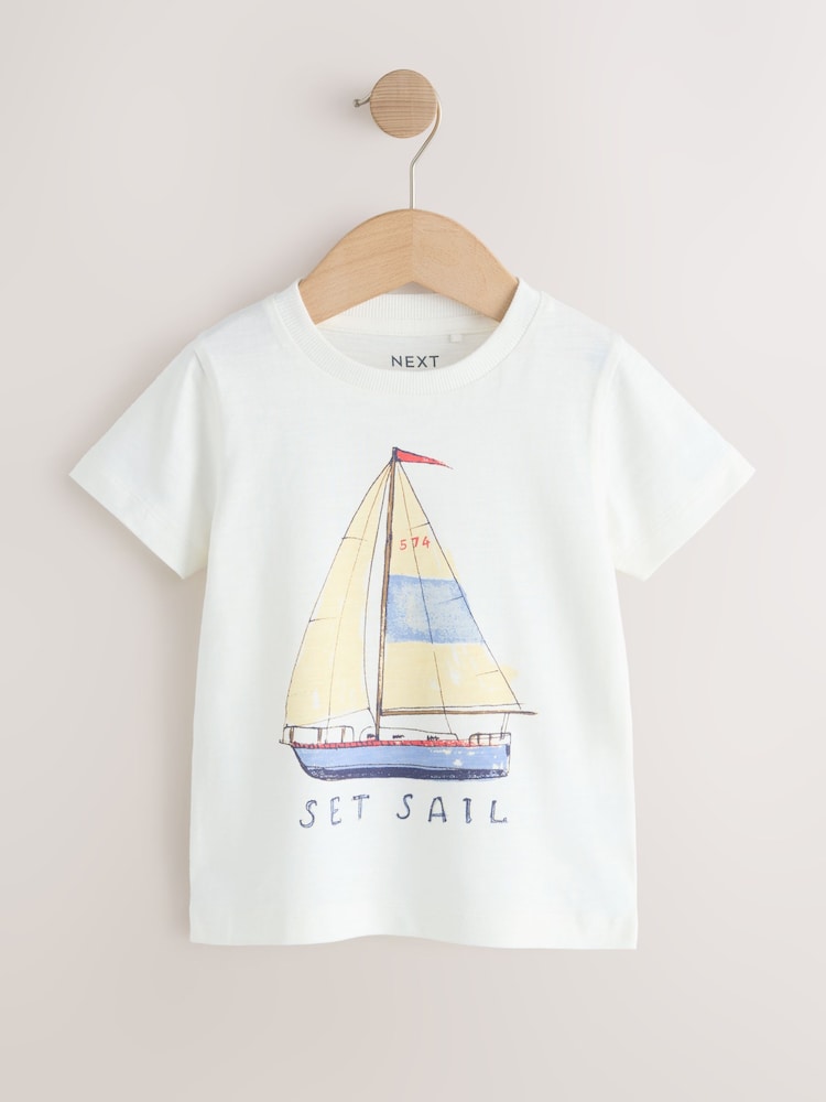 Blue Boat Short Sleeve Graphic T-Shirts 3 Pack (3mths-7yrs)