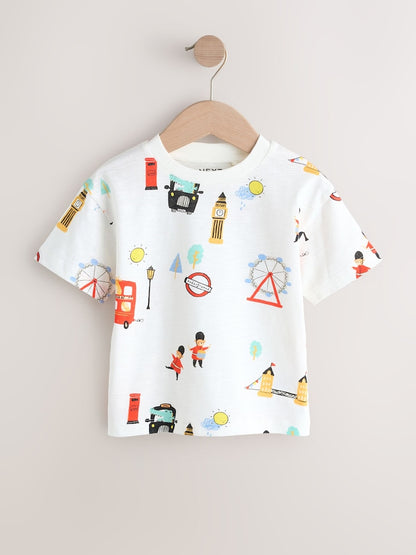 Red/Blue London Short Sleeve Graphic T-Shirts 3 Pack (3mths-7yrs)
