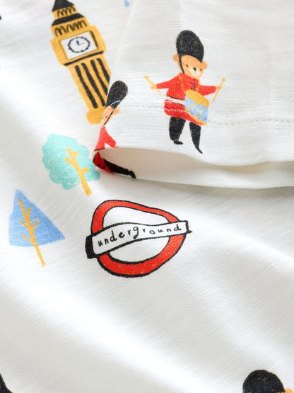 Red/Blue London Short Sleeve Graphic T-Shirts 3 Pack (3mths-7yrs)