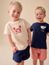 Navy/Cream Padded Sea Animals Short Sleeve T-Shirt and Shorts Set 2 Pack (3mths-7yrs) - Size 3-6 Months (62-68cm) - Navy/Cream Padded Sea Animals