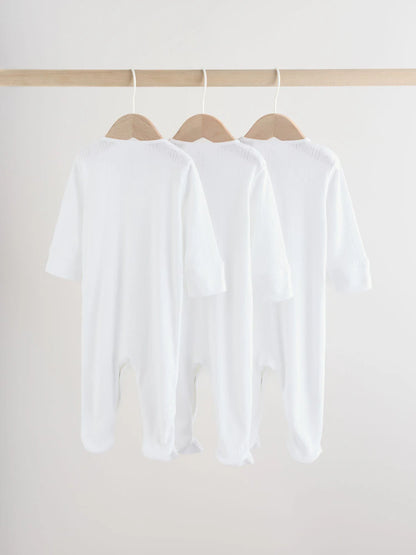 White Pointelle Baby Sleepsuits 3 Pack (0-18mths)