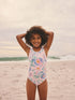 Pink Floral Scallop Edge Swimsuit (3-16yrs) - Size 3 Years (98cm) - Pink Floral Scallop Edge