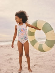 Pink Floral Scallop Edge Swimsuit (3-16yrs) - Size 3 Years (98cm)