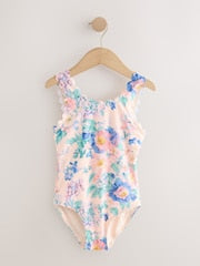 Pink Floral Scallop Edge Swimsuit (3-16yrs) - Size 3 Years (98cm)