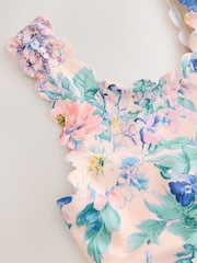 Pink Floral Scallop Edge Swimsuit (3-16yrs) - Size 3 Years (98cm)