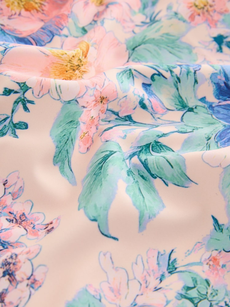 Pink Floral Scallop Edge Swimsuit (3-16yrs) - Size 3 Years (98cm)