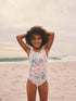 Pink Floral Scallop Edge Swimsuit (3-16yrs) - Size 3 Years (98cm) - Default 1