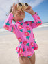 Pink Stampy Floral Sunsafe Swim Set (3mths-7yrs) - Pink Stampy Floral / 12-18 Months (80-86cm)