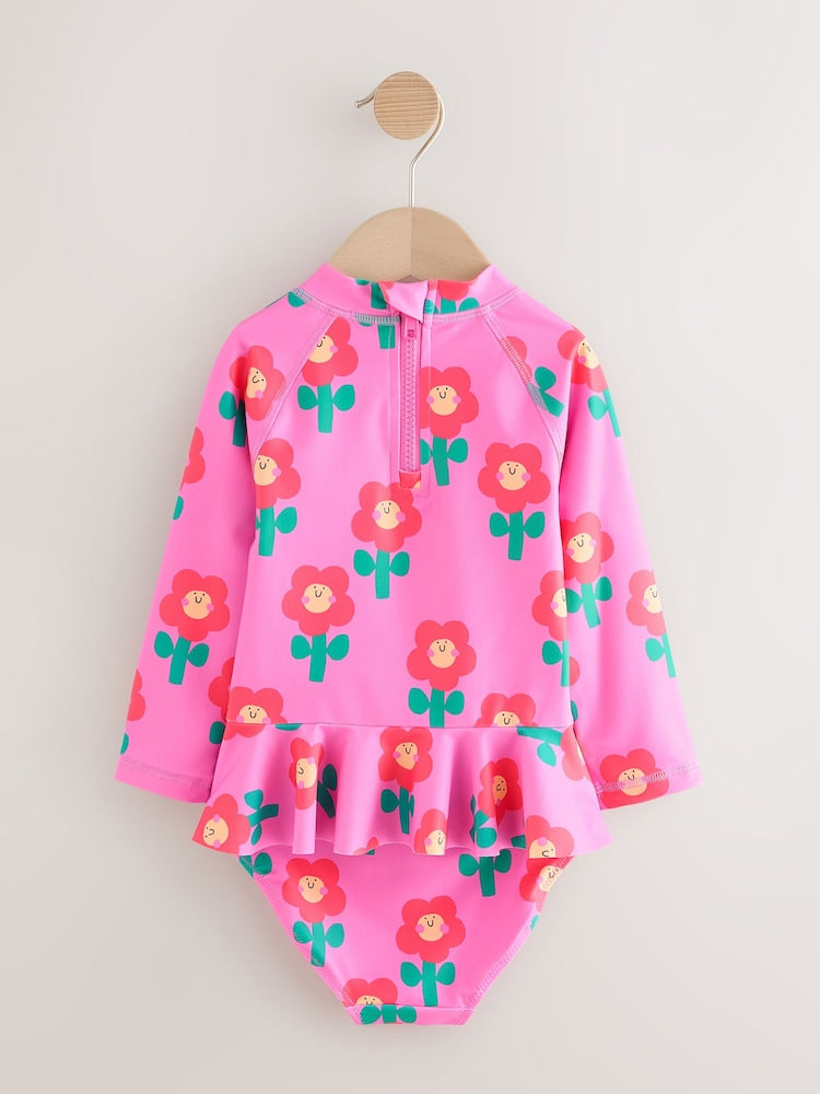 Pink Stampy Floral Sunsafe Swim Set (3mths-7yrs)