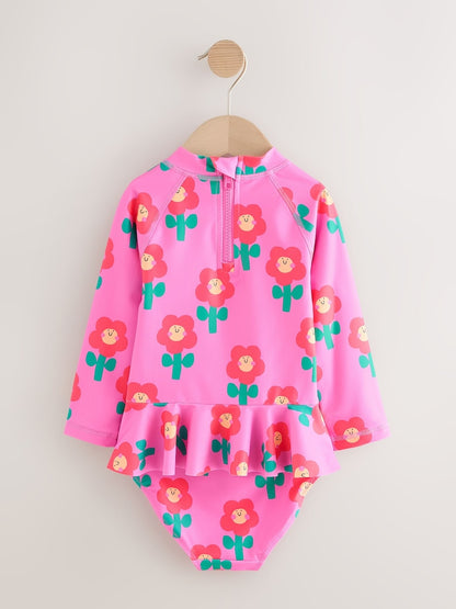 Pink Stampy Floral Sunsafe Swim Set (3mths-7yrs)