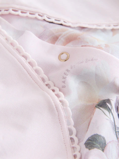 Baker by Ted Baker Pink Overlay Floral Sleepsuit