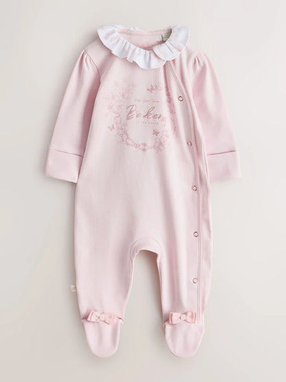 Baker by Ted Baker Pink Layette Sleepsuits 3 Pack
