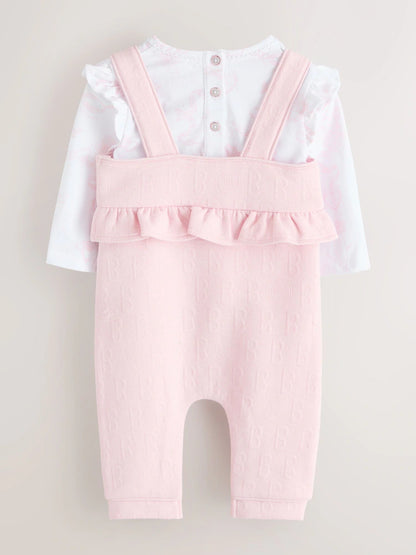 Baker by Ted Baker 2 Piece Jacquard Bow Dungaree &amp; T-Shirt Set
