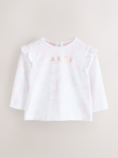 Baker by Ted Baker 2 Piece Jacquard Bow Dungaree &amp; T-Shirt Set