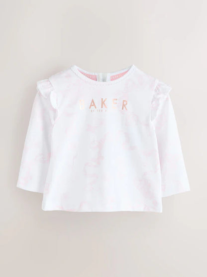 Baker by Ted Baker 2 Piece Jacquard Bow Dungaree &amp; T-Shirt Set