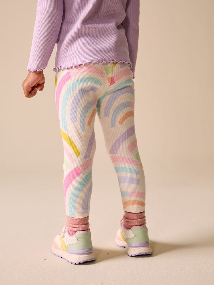 Ecru White Ribbed Leggings (3mths-7yrs)
