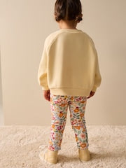 Orange Ditsy Floral Ribbed Leggings (3mths-7yrs) - Size 3-6 Months (62-68cm)