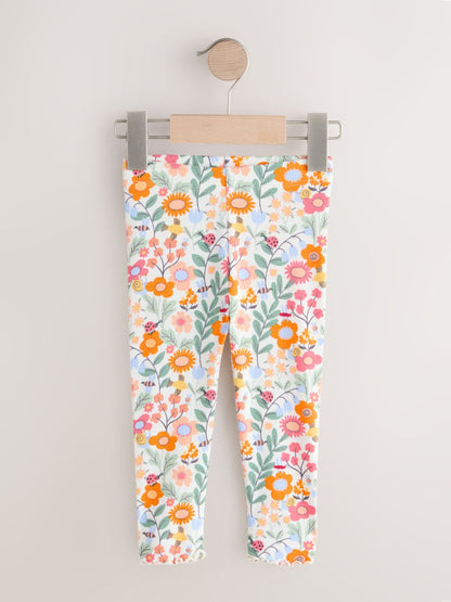 Orange Ditsy Floral Ribbed Leggings (3mths-7yrs) - Size 3-6 Months (62-68cm)