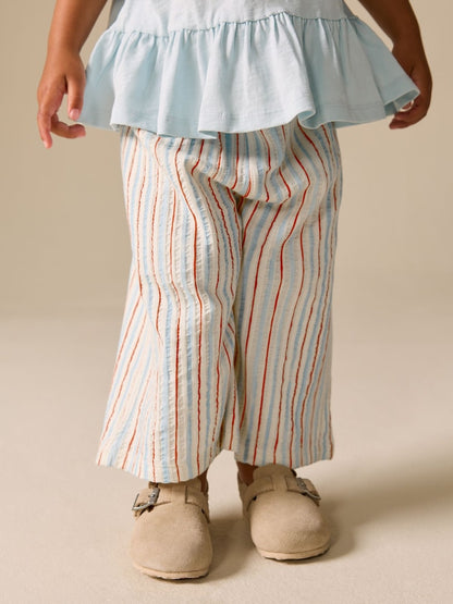 Ecru Red &amp; Blue Stripe Wide Leg Trousers (3mths-7yrs) - Size 3-6 Months (62-68cm)