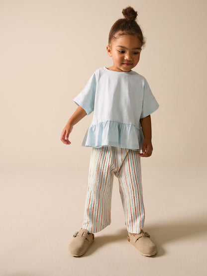 Ecru Red &amp; Blue Stripe Wide Leg Trousers (3mths-7yrs) - Size 3-6 Months (62-68cm)