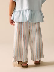 Ecru Red &amp; Blue Stripe Wide Leg Trousers (3mths-7yrs) - Size 3-6 Months (62-68cm)